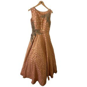 Unbranded Women's Heavy Orange Printed Sleeveless Dress - Medium